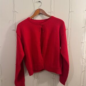 Women's Red Button-Up Sweater